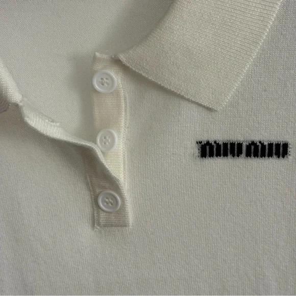 MIU MIU knitted short-sleeved polo top - Picture 4 of 6